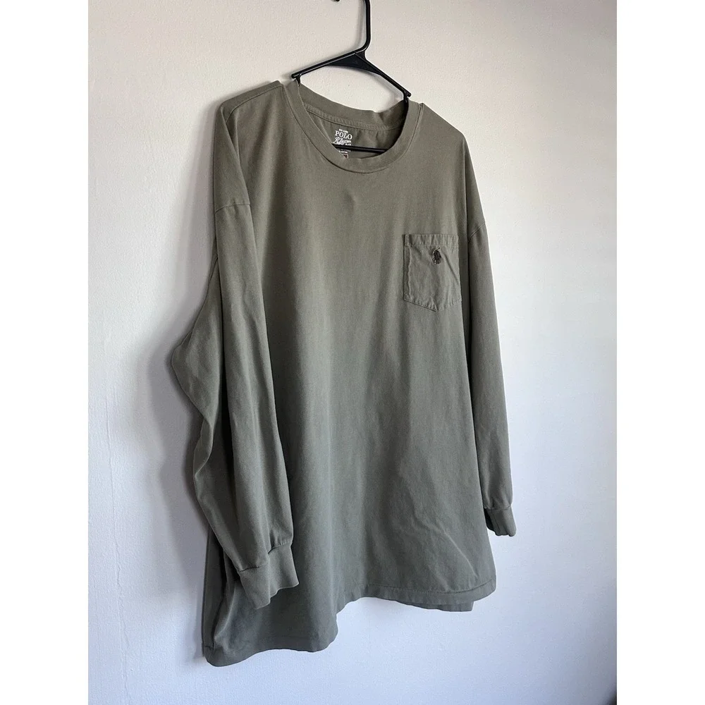 Polo Ralph Lauren Shirt Mens 3X/3XB Brown Long Sleeve Pocket Pony Tee Big & Tall